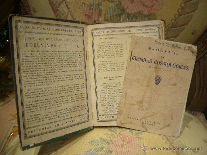 Libros de segunda mano: CIENCIAS COSMOLOGICAS SEGUNDO CURSO. LUIS VIVES, 1&ordf; EDICION 1.947. CONSERVA PROGRAMA DEL CURSO. - Foto 3