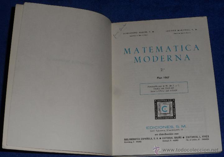 Libros de segunda mano: Matem&aacute;tica Moderna 2&ordm; - Ediciones S.M. (1968) - Foto 2