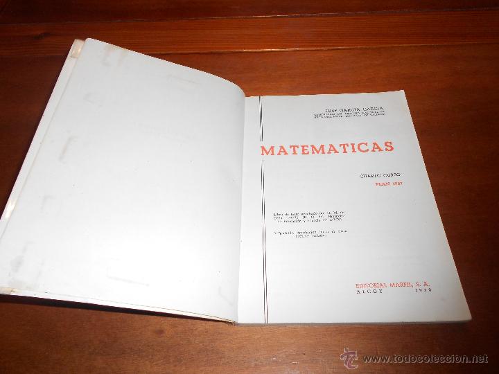Libros de segunda mano: LIBRO DE TEXTO: MATEM&Aacute;TICAS 4&ordm; CURSO, PLAN 1967 EDITORIAL MARFIL 1970 - Foto 3