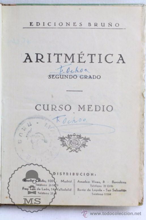 Libros de segunda mano: Libro de Texto - Aritm&eacute;tica 2&ordm; Grado - Ediciones Bru&ntilde;o, A&ntilde;o 1955 - Foto 2