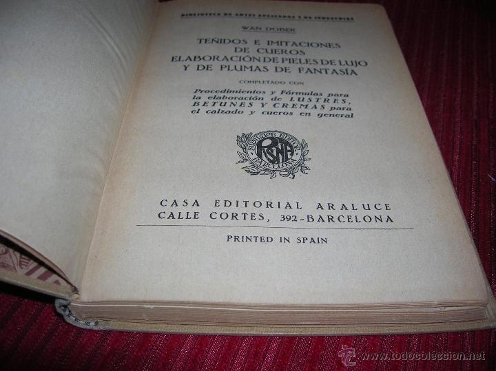 Libros de segunda mano: Libro Curtidos y te&ntilde;idos de cueros y pieles - Foto 2