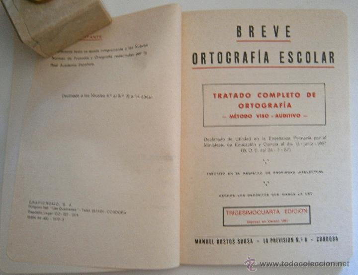 Libros de segunda mano: BREVE ORTOGRAF&Iacute;A ESCOLAR MANUEL BUSTOS SOUSA 1981 - Foto 2