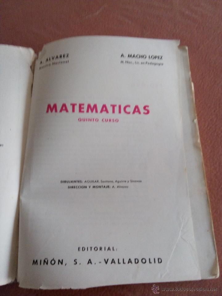 Libros de segunda mano: MATEMATICAS QUINTO CURSO EDITORIAL MI&Ntilde;ON A&Ntilde;O 1967 - Foto 3