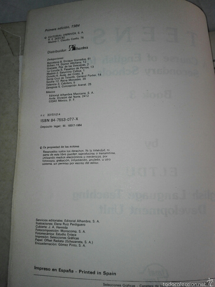 Libros de segunda mano: TEENS 3 a course ofenglish forsecondary schools 1984 - Foto 4