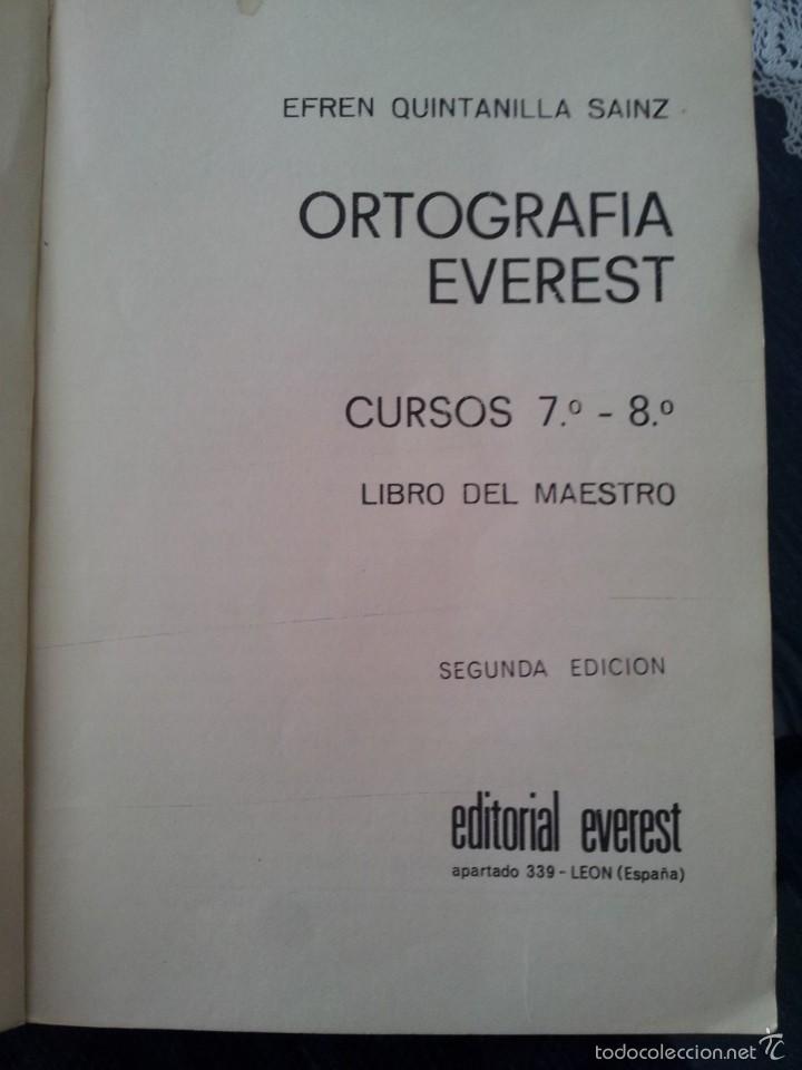 Libros de segunda mano: ORTOGRAFIA EVEREST. 7&ordm;-8&ordm;. E.G.B. LIBRO DEL MAESTRO - Foto 2