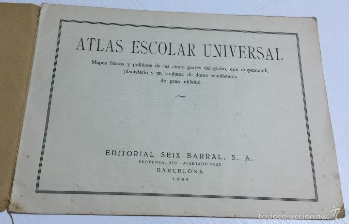 Libros de segunda mano: Atlas Escolar Universal - Editorial Seix Barral - A&ntilde;o 1954 - Foto 2