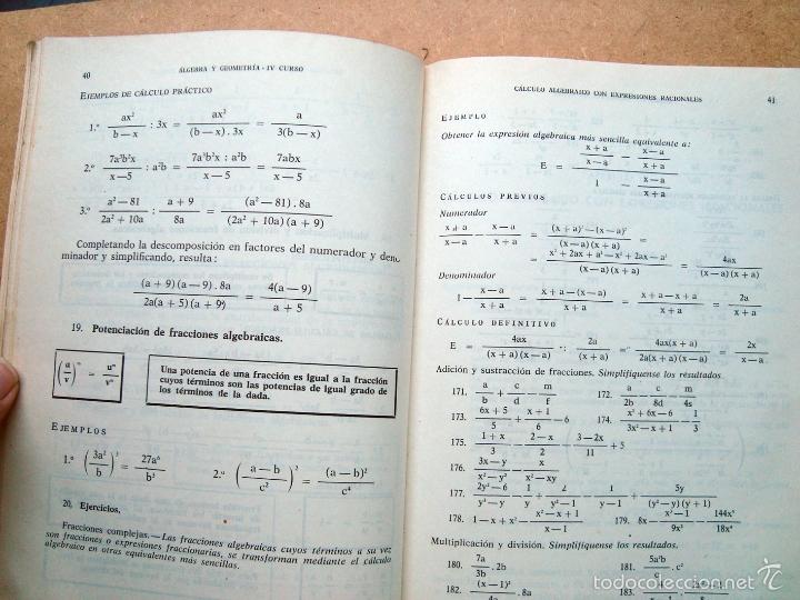 Libros de segunda mano: Libro texto algebra y geometria, 4 curso bachilleroto 1975 - Foto 3