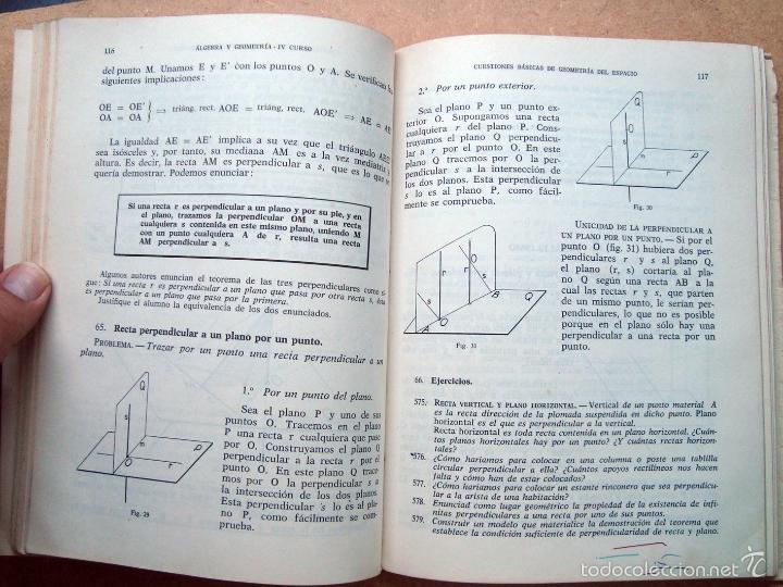 Libros de segunda mano: Libro texto algebra y geometria, 4 curso bachilleroto 1975 - Foto 4