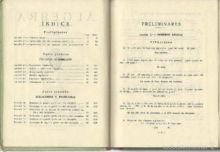 Libros de segunda mano: ANTIGUO LIBRO DE ALGEBRA  DE 1950 DE  LUIS VIVES - Foto 2