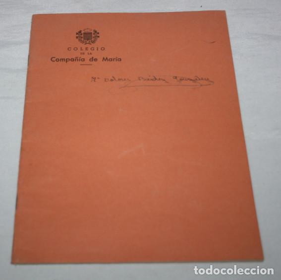 Libri di seconda mano: ANTIGUO CUADERNO DE ESCRITURA DEL COLEGIO DE LA COMPA&Ntilde;IA DE MARIA, HELLIN, HACIA 1960