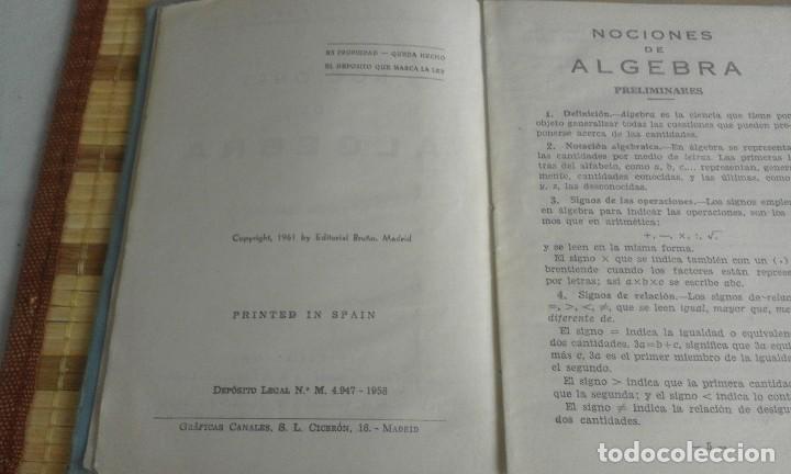 Libros de segunda mano: Nociones de &aacute;lgebra - Ediciones Bru&ntilde;o - 14&ordf; edici&oacute;n corregida - 1961 - Foto 3