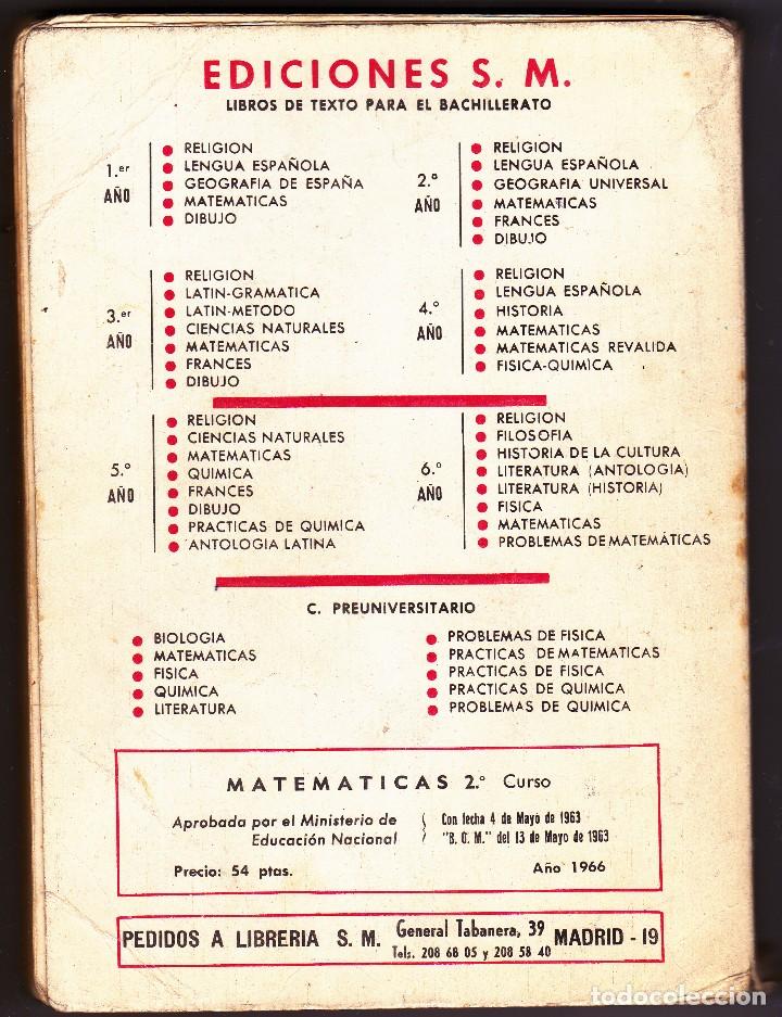Libros de segunda mano: MATEMATICAS 2&ordm; BACHILLER - C. MARCOS J. MART&Iacute;NEZ - 1966 - Foto 3