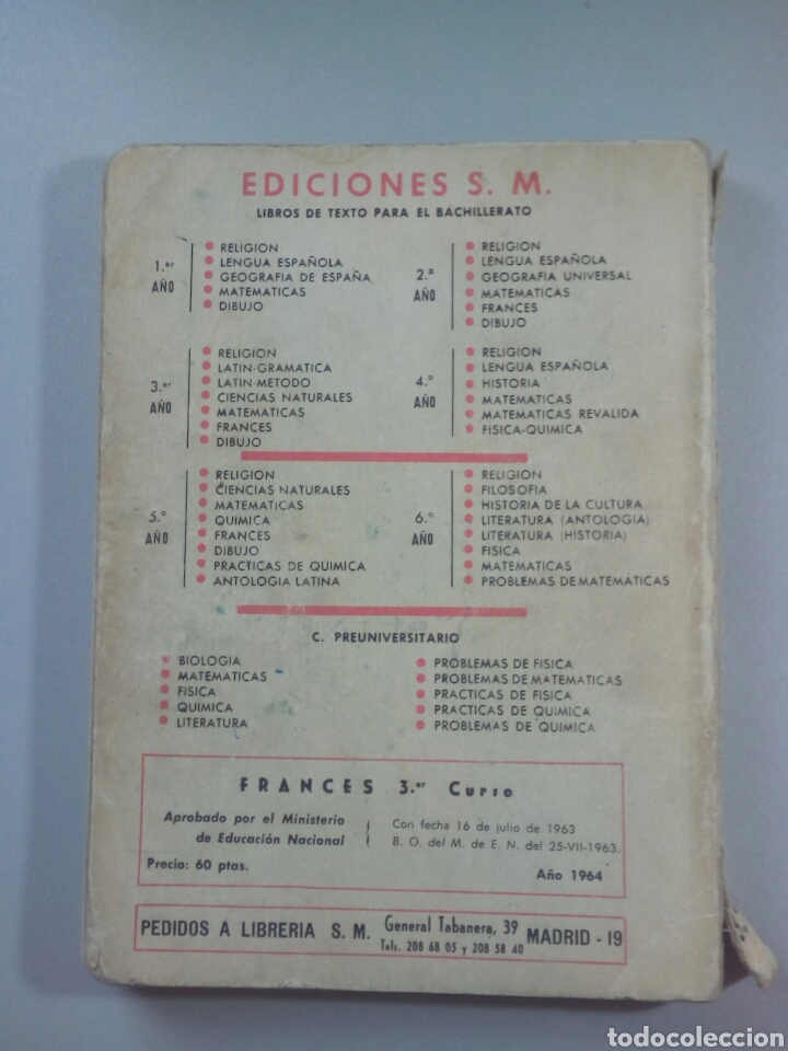 Libros de segunda mano: A&ntilde;o 1964. FRANCES 3&deg;. Ediciones S.M. - Foto 7