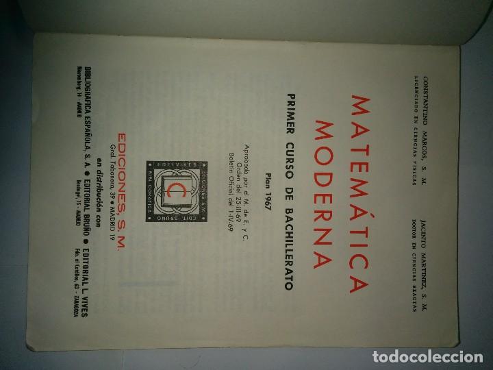 Libros de segunda mano: MATEM&Aacute;TICA MODERNA 1&ordm; 1969 C. MARCOS / J. MARTINEZ PLAN 1967 EDICIONES S. M. - Foto 2