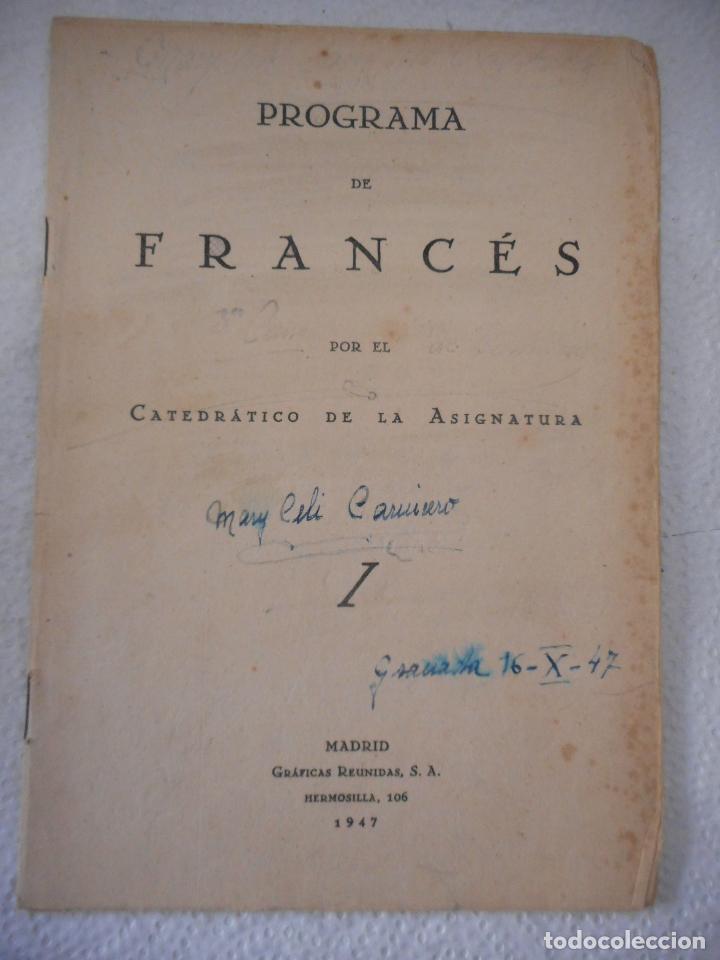 Libros de segunda mano: Programa de Franc&eacute;s. Gr&aacute;ficas Reunidas S.A. 30 p&aacute;ginas. 1947 - Foto 1