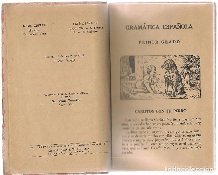 Libros de segunda mano: GRAM&Aacute;TICA. PRIMER GRADO. EDITORIAL LUIS VIVES 1939. (P/C12) - Foto 2