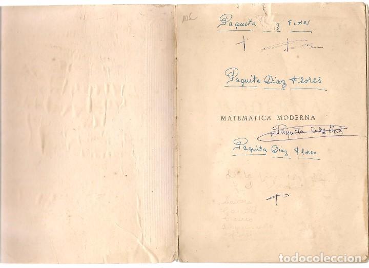 Libros de segunda mano: MATEM&Aacute;TICAS MODERNA 1&ordm;.  EDICIONES S. M. 1967. (P/C13) - Foto 2