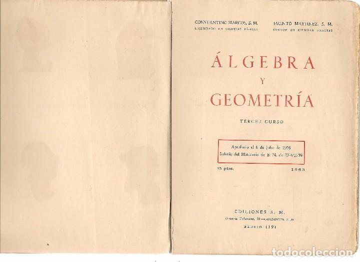 Libros de segunda mano: MATEM&Aacute;TICAS  3&ordm;. EDICIONES S. M. 1963. (P/C13) - Foto 2