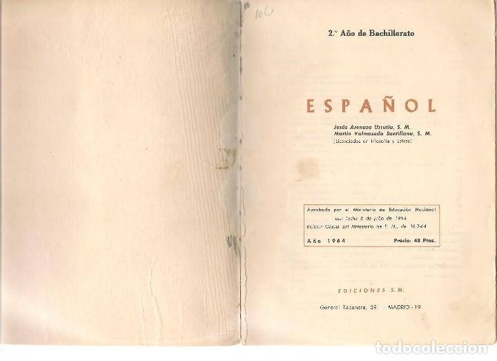 Libros de segunda mano: ESPA&Ntilde;OL. 2&ordm;. EDICIONES S.M. 1964. (P/C13) - Foto 2