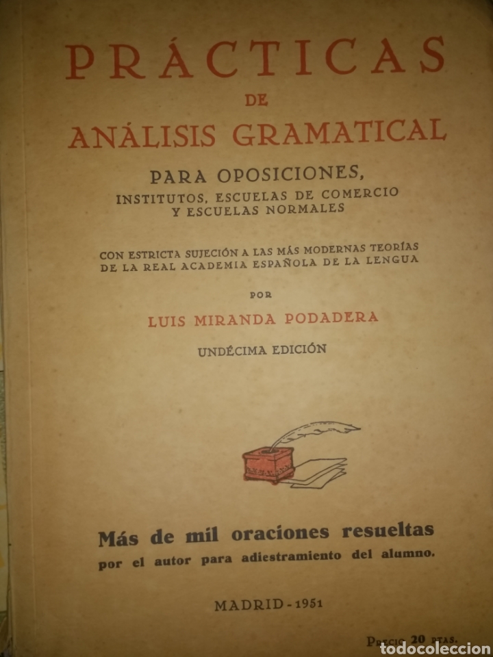 Libros de segunda mano: PR&Aacute;CTICAS DE AN&Aacute;LISIS GRAMATICAL PARA OPOSICIONES, INSTITUTOS, ESCUELAS DE COMERCIO Y ESCUELA NORMAL - Foto 1