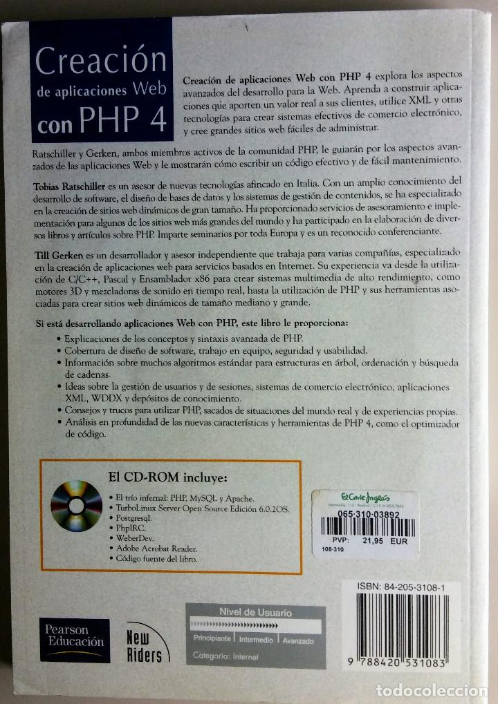 Libros de segunda mano: CREACION DE APLICACIONES WEB CON PHP 4 CON CD-ROM - Foto 2