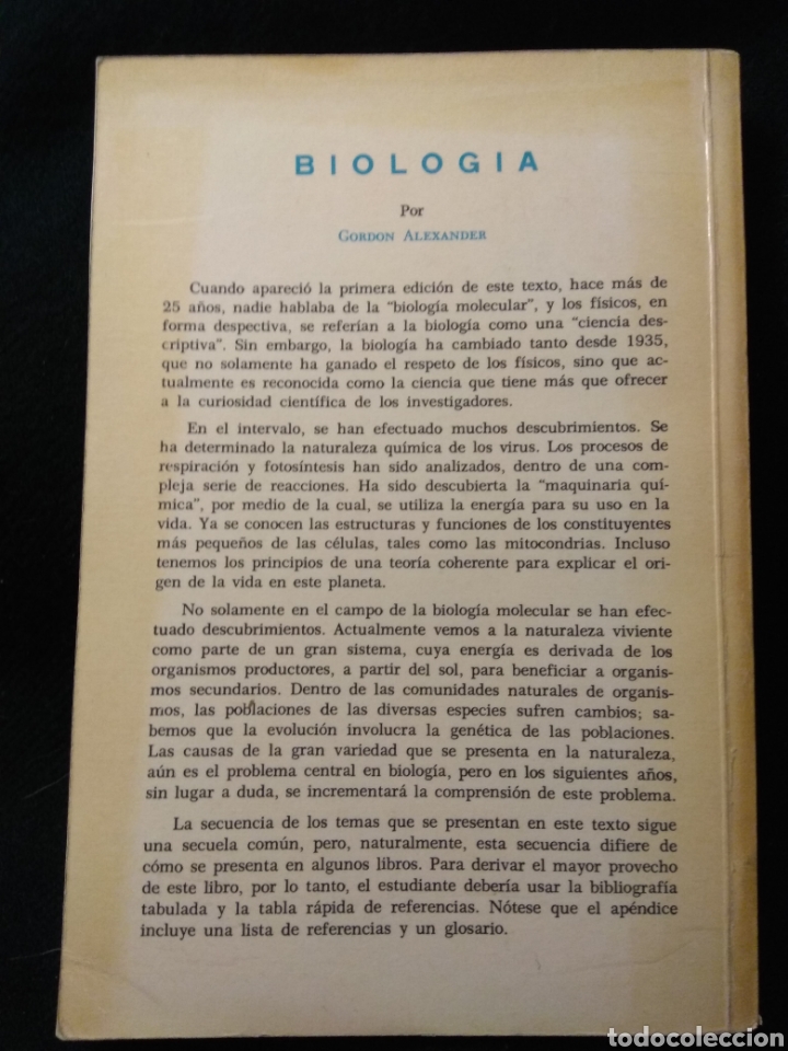 Libros de segunda mano: Biolog&iacute;a. Gordon Alexander. Serie compendios cient&iacute;ficos. 1969 - Foto 2