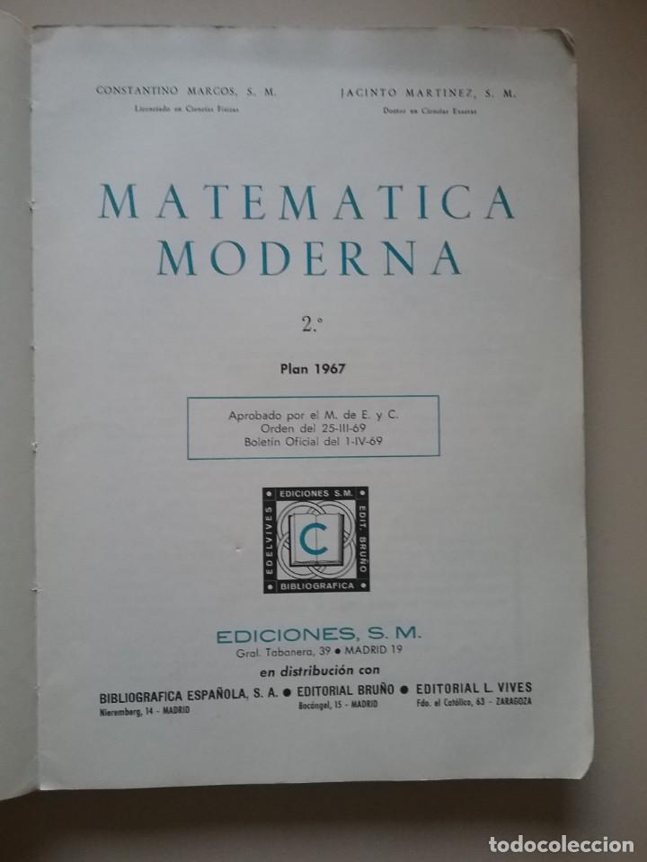 Libros de segunda mano: MATEMATICA MODERNA 2&ordm; - EDICIONES SM - Foto 2