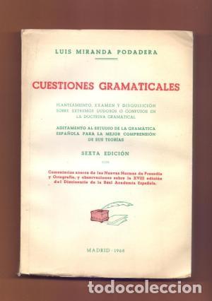 Libros de segunda mano: Cuestiones gramaticales. Luis Miranda Podadera - Foto 1