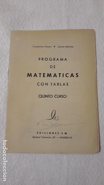 Libros de segunda mano: PROGRAMA DE MATEMTICAS CON TABLAS. QUINTO CURSO. EDICIONES SM - Foto 1