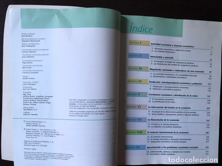 Libros de segunda mano: Econom&iacute;a. Bachillerato.Bru&ntilde;o. Como nuevo - Foto 3