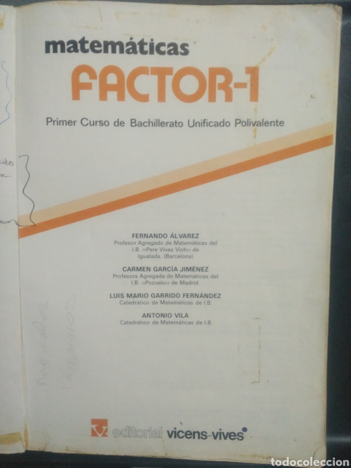 Libros de segunda mano: Matem&aacute;ticas factor 1. 1 Bup. Editorial Vicens Vives - Foto 2