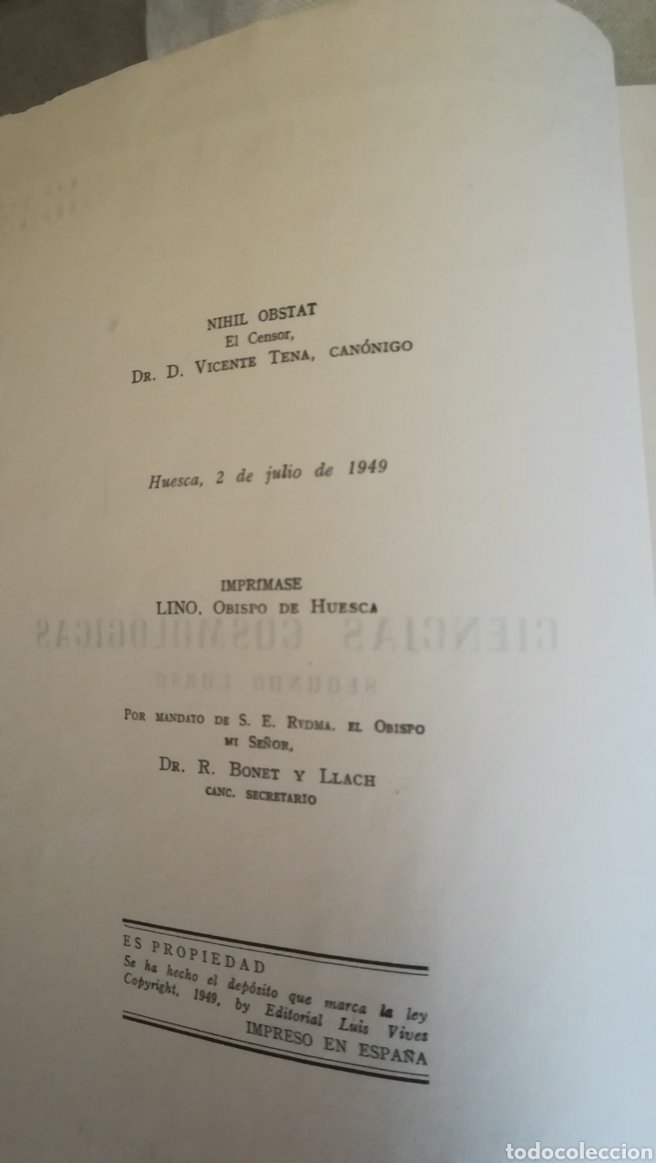 Libros de segunda mano: Ciencias Cosmologicas, libro escolar de 1949 - Foto 2