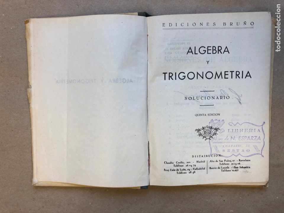 Libros de segunda mano: &Aacute;LGEBRA Y TRIGONOMETR&Iacute;A (SOLUCIONARIO). EDICIONES BRU&Ntilde;O 1955. - Foto 2