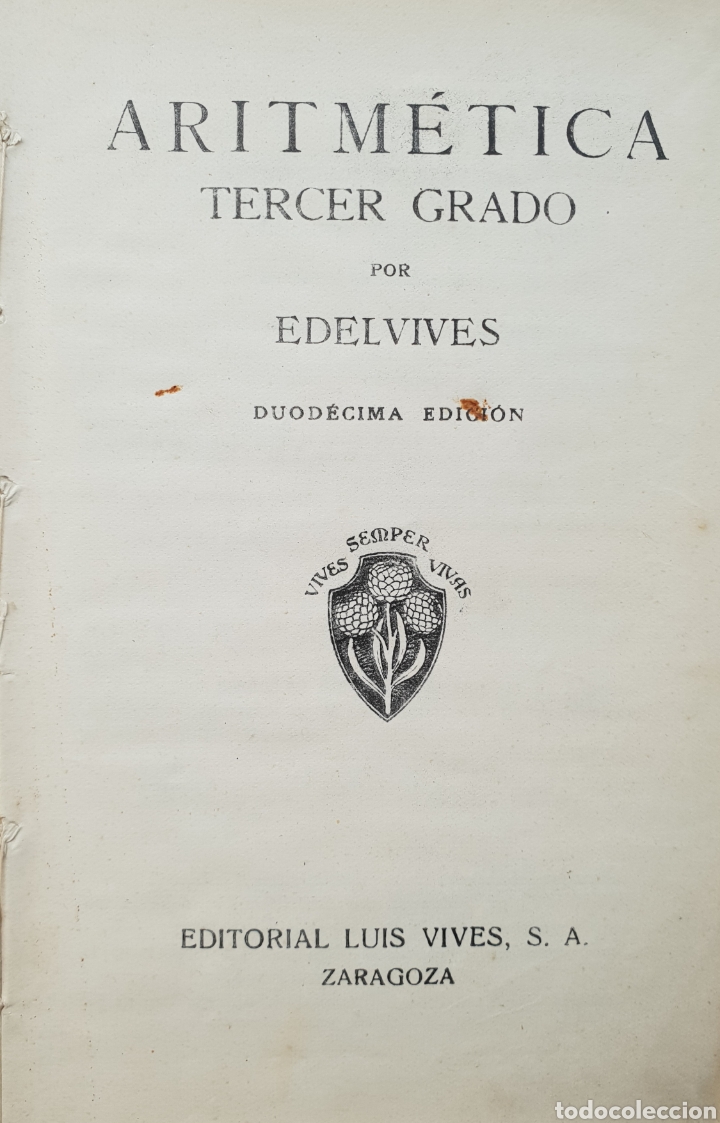 Libros de segunda mano: Aritm&eacute;tica. Tercer grado. Luis vives - Foto 2