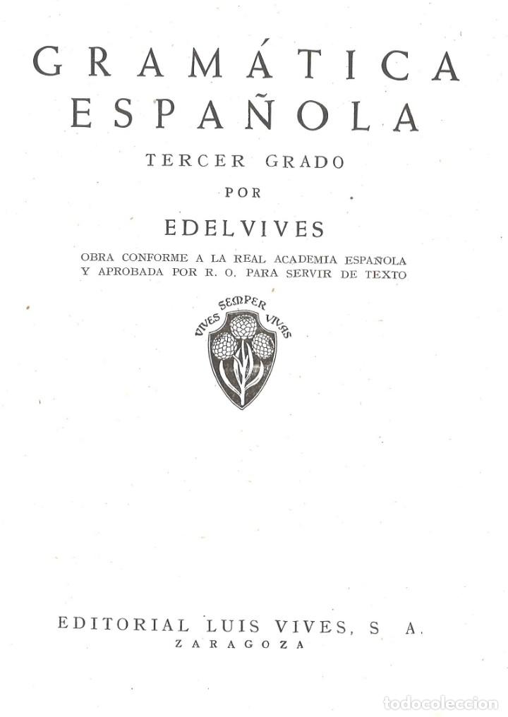 Libros de segunda mano: Gram&aacute;tica. Tercer Grado. Luis Vives. 1947 - Foto 2