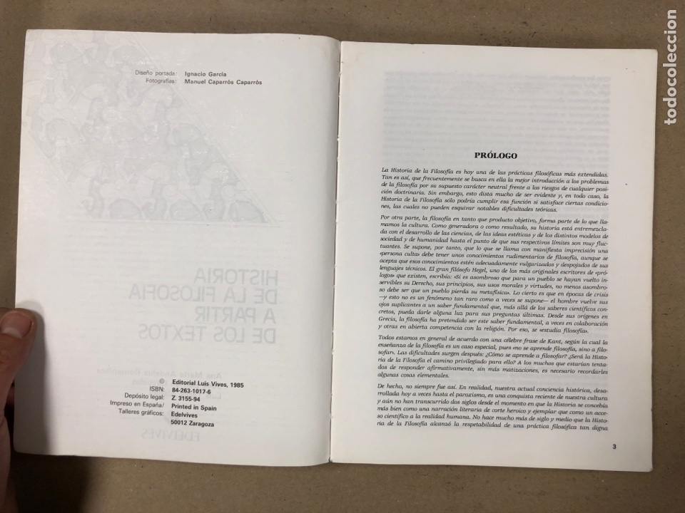 Libros de segunda mano: HISTORIA DE LA FILOSOFÍA A PARTIR DE LOS TEXTOS. VV.AA. EDITORIAL LUIS VIVES 1985. - Foto 3 - 165095541