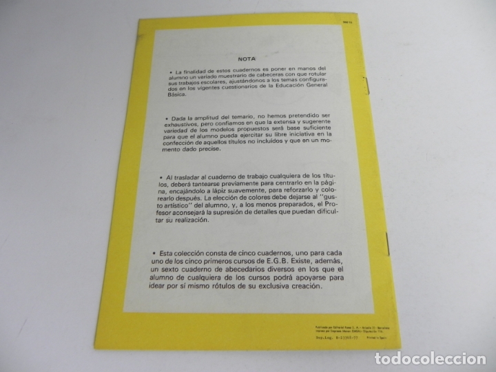 Libros de segunda mano: ROTULACI&Oacute;N ESCOLAR (CURSO 1&ordm; E.G.B.) - EDIT. ROMA-1977 - Foto 6