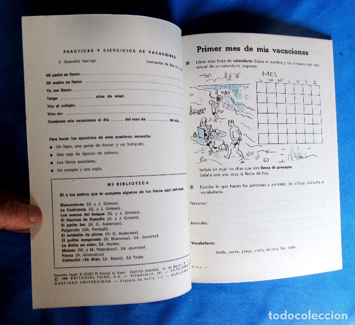 Libros de segunda mano: CUADERNO DE PR&Aacute;CTICAS Y EJERCICIOS DE VACACIONES. 2 PRIMARIA. EDITORIAL TEIDE, 1970. - Foto 2