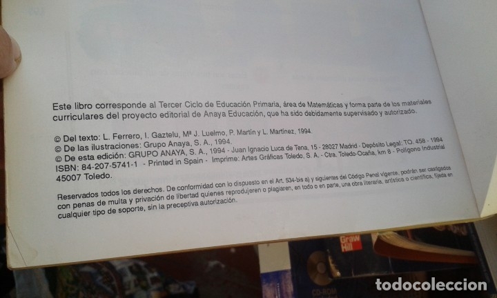Libros de segunda mano: MATEM&Aacute;TICAS PRIMARIA 5 EGB ANAYA 1994 - Foto 3