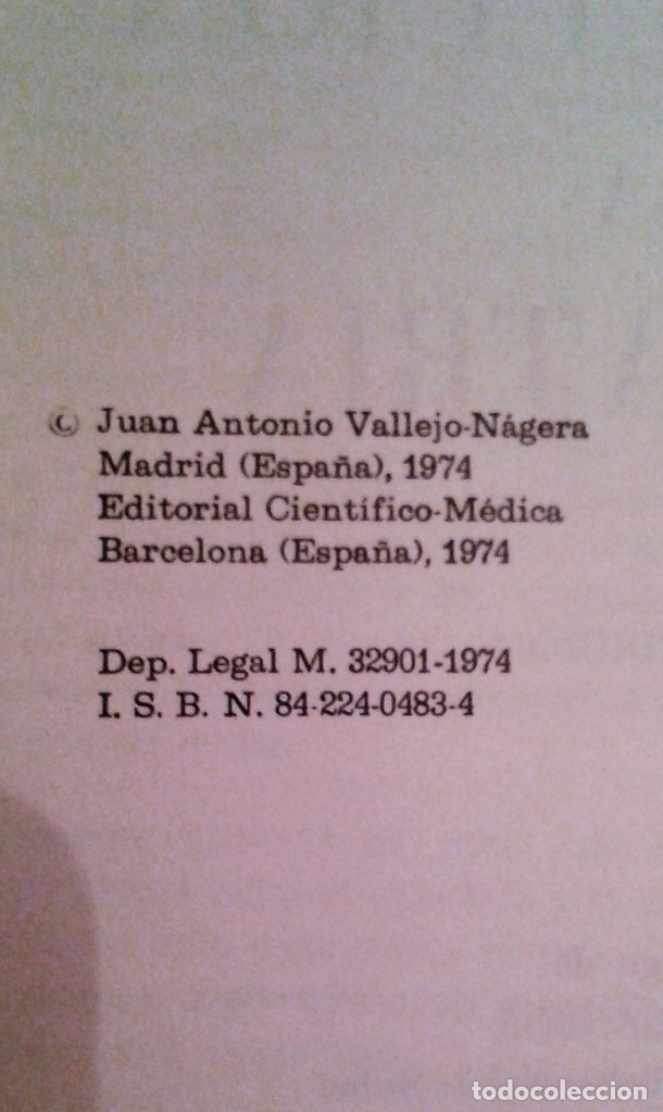 Libros de segunda mano: INTRODUCCI&Oacute;N A LA PSIQUIATR&Iacute;A VALLEJO  NAGERA 1974 - Foto 2