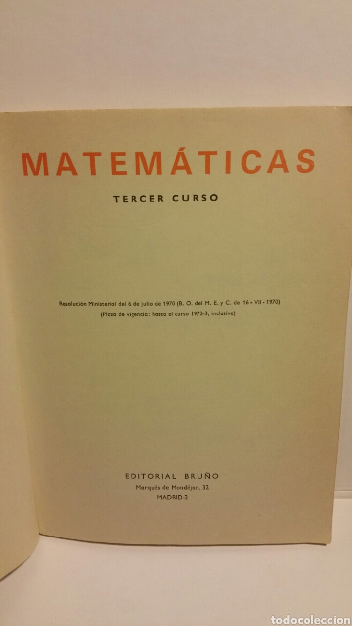 Libros de segunda mano: Matem&aacute;tica moderna. Editorial Bru&ntilde;o, 3er curso, 1970. - Foto 5