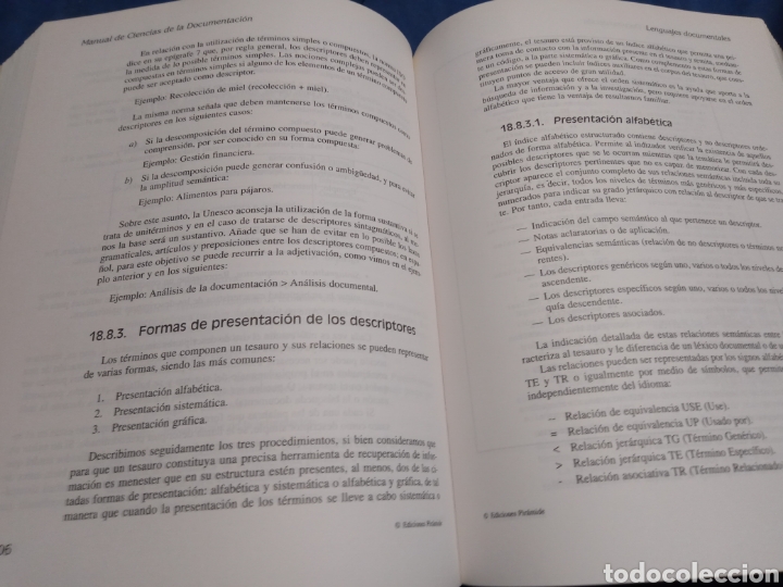 Libros de segunda mano: MANUAL DE CIENCIAS DE LA DOCUMENTACI&Oacute;N. JOS&Eacute; L&Oacute;PEZ YEOES - Foto 3