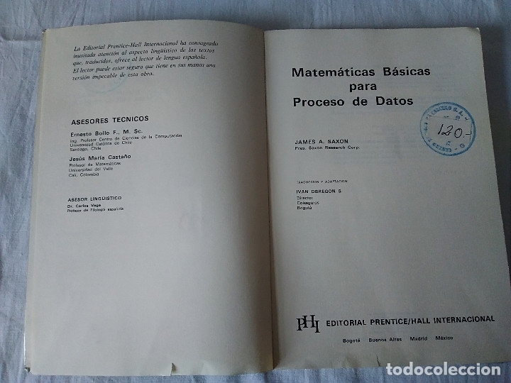 Libros de segunda mano: 63-MATEMATICAS BASICAS PARA PROCESO DE DATOS, James A. Saxon, - Foto 3