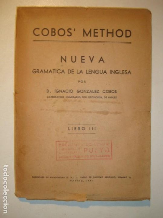 Libros de segunda mano: NUEVA GRAM&Aacute;TICA DE LA LENGUA INGLESA COBO&acute;S METHOD . LIBRO III - IGNACIO GONZ&Aacute;LEZ COBOS 1941 - Foto 1
