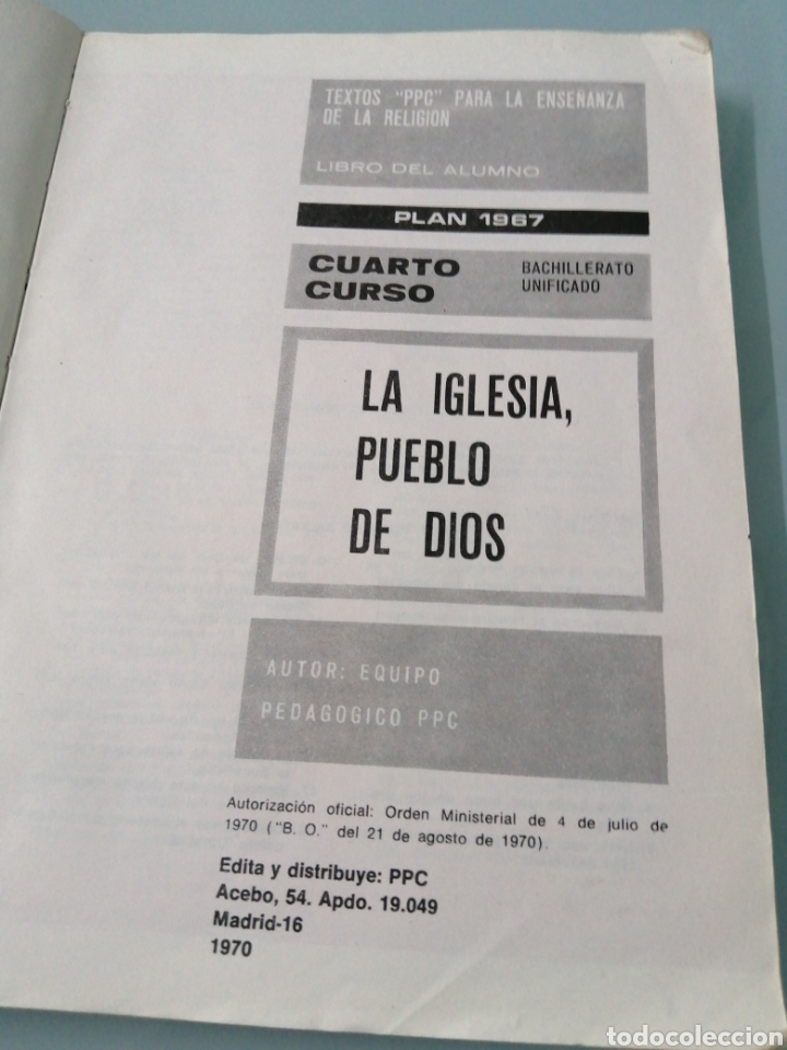 Libros de segunda mano: LA IGLESIA, PUEBLO DE DIOS. CUARTO DE BACHILLER. 1971. ED. PPC - Foto 4