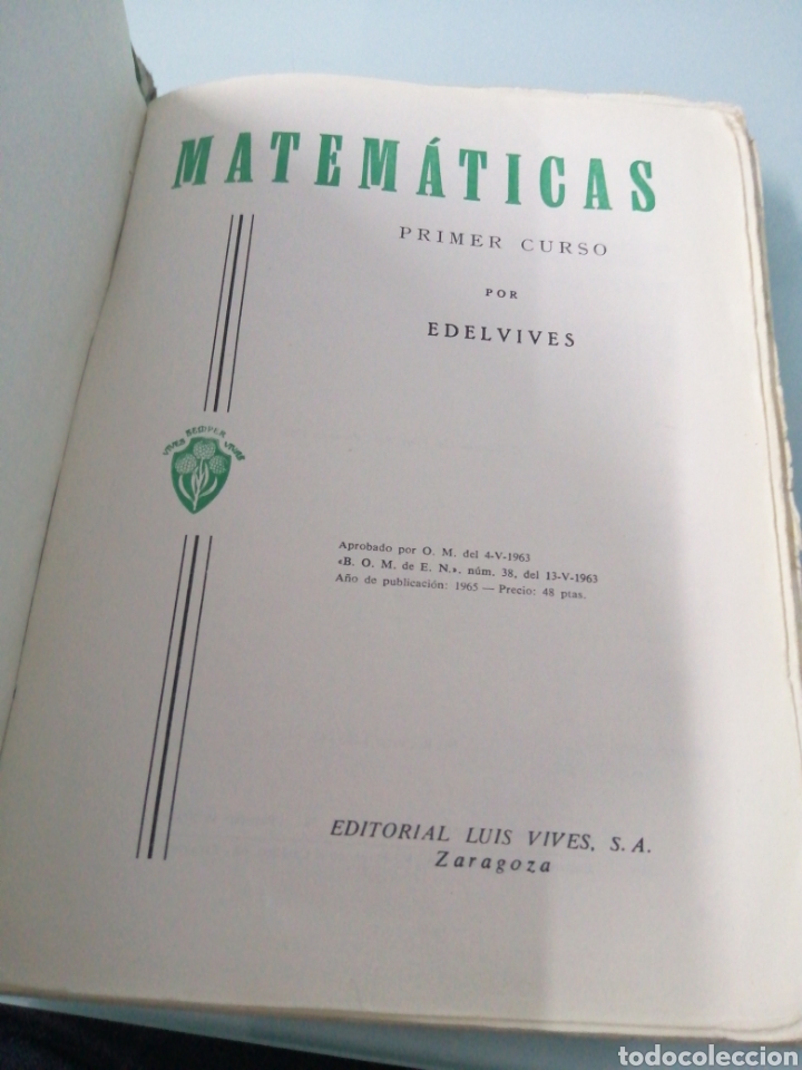 Libros de segunda mano: MATEMATICAS PRIMER CURSO. 1965. EDELVIVES - Foto 3