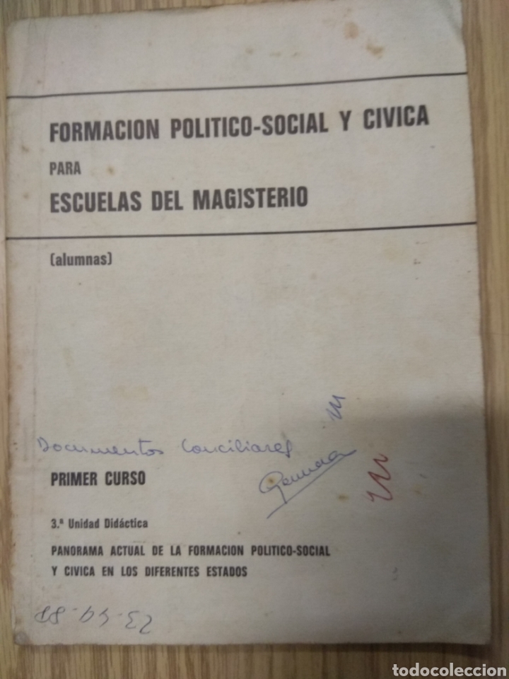 Gebrauchte B&uuml;cher: Formaci&oacute;n pol&iacute;tico social de c&iacute;vica para escuelas de Magisterio.a&ntilde;o 1969