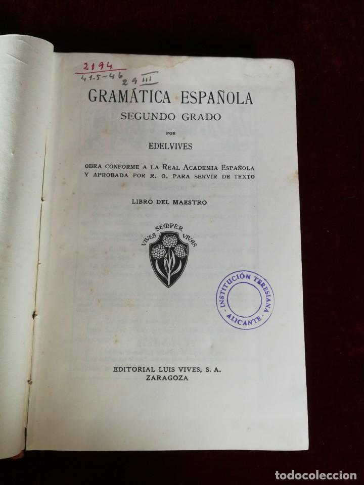 Libros de segunda mano: Gram&aacute;tica Segundo Grado libro del maestro Edelvives 1941 - Foto 2
