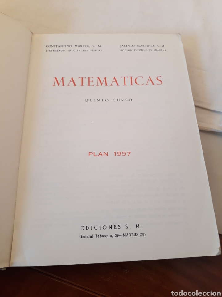 Libros de segunda mano: Matematicas 5&deg;.plan 1957.ediciones S M. - Foto 4