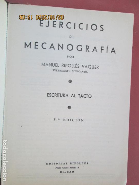 Libros de segunda mano: EJERCICIOS DE MECANOGRAF&Iacute;A - MANUEL RIPOLL&Eacute;S - ED. RIPOLL&Eacute;S - 1959. - Foto 2